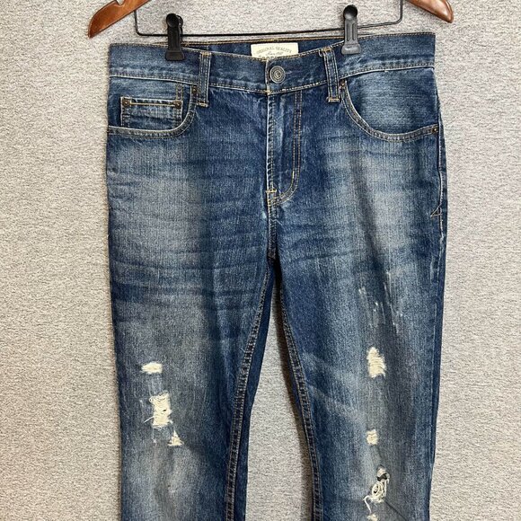 Aeropostale Jeans Men Size 29x3* Blue Driggs Slim Bootcut Distressed Cotton - Picture 3 of 14